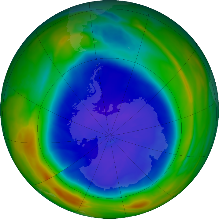 Antarctic ozone map for 12 September 2021